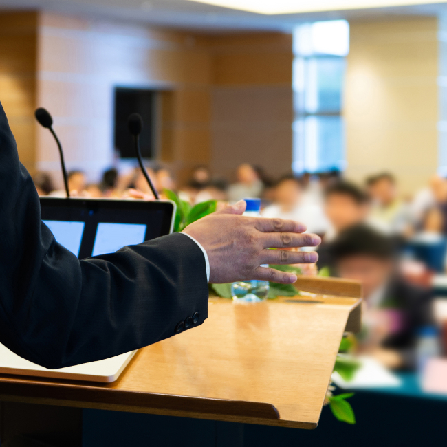 Conference audience and speaker
