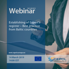 CEPOL Webinar 48/2019 Establishing of Expert’s register – Best practice from Baltic countries