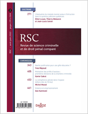 Title: RSC; Summary; Revue de science criminelle et de droit pénal comparé, Author/Editor; Manuel PALACIO